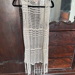 Mossimo Supply Co. Ivory Crochet Fringe Vest